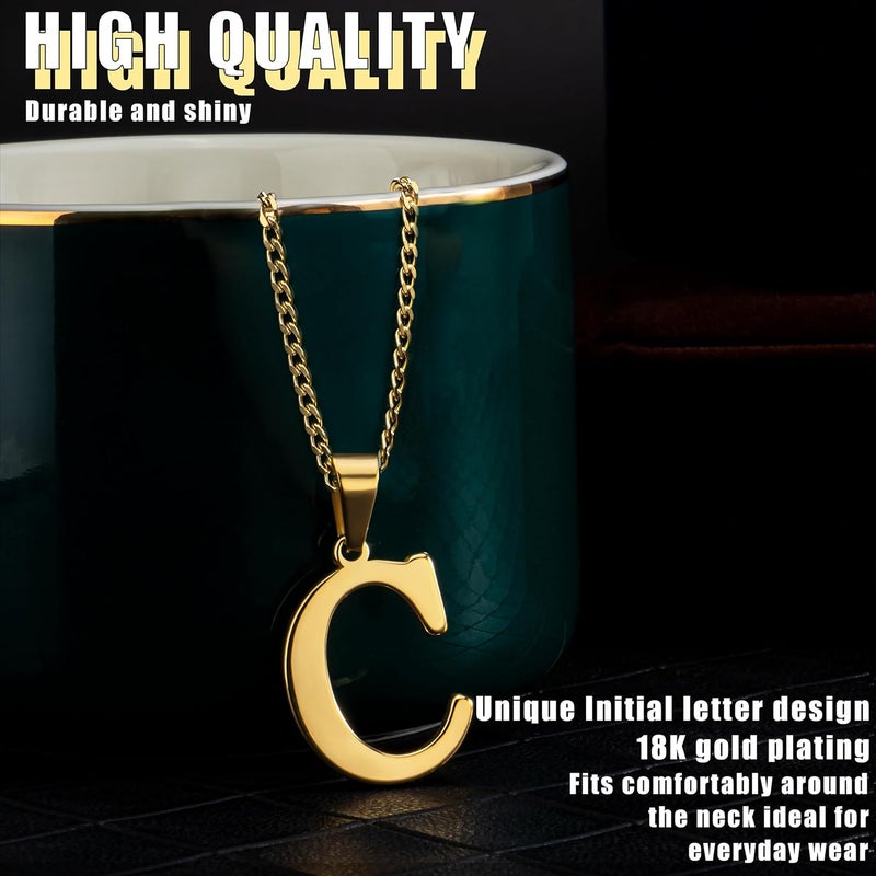 Suweibuke Initial Necklace for Men Women Boys Girls, 18K Gold Plated 26 Letters Pendant Necklace, Personalized Jewelry Gifts - Image 1